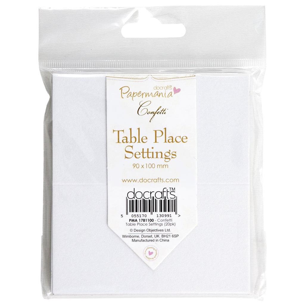 Papermania Table Place Setting Cards 90mm x 100mm White (20pk)