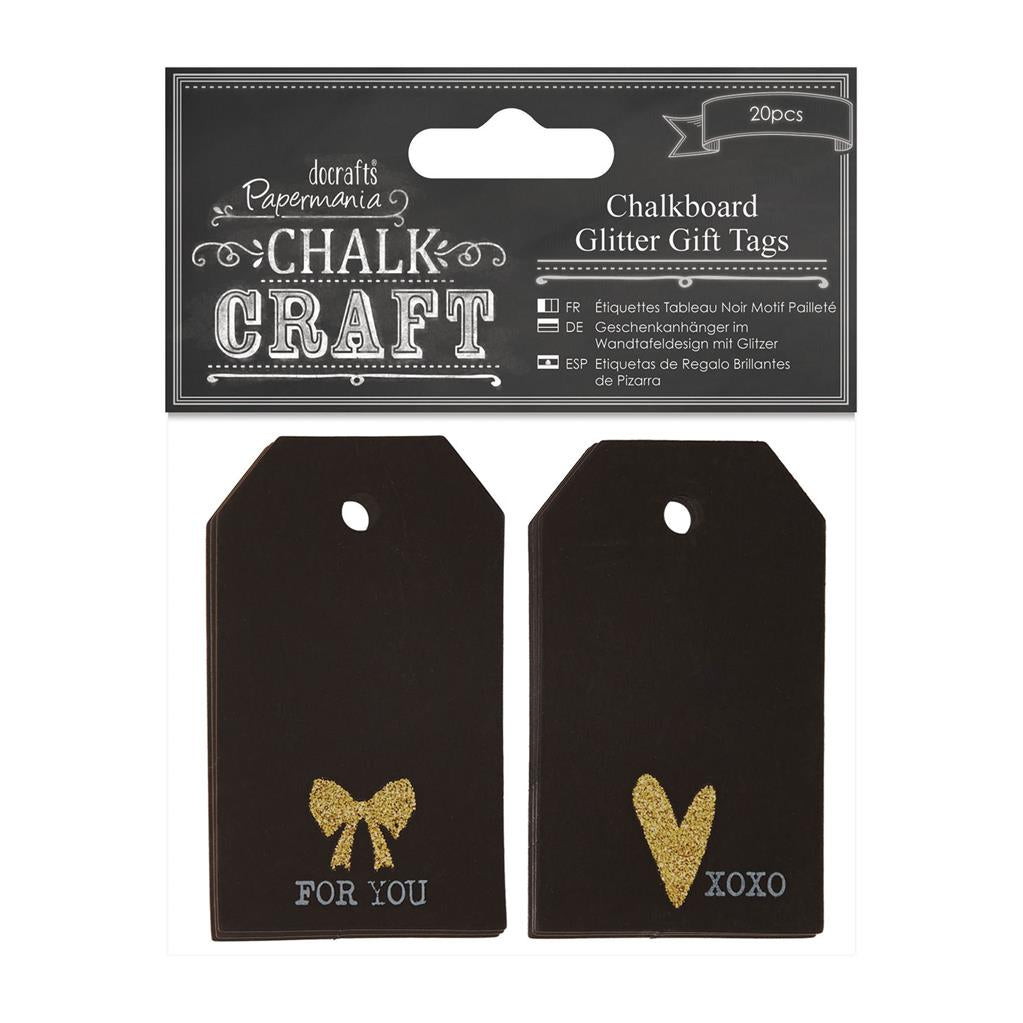 Papermania Chalk Craft Chalkboard Glitter Gift Tags (20pcs)