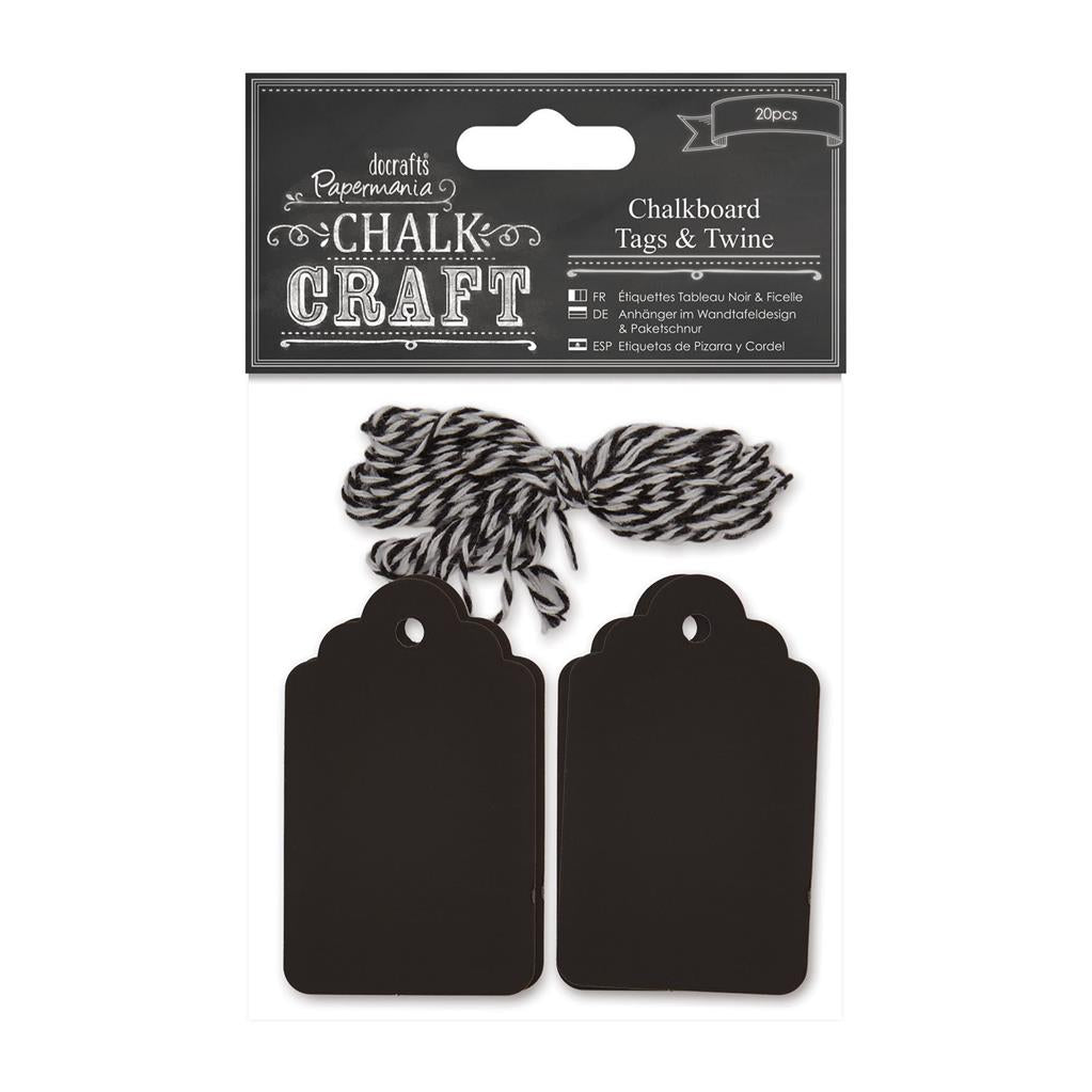 Papermania Chalk Craft Chalkboard Tags & Twine (20pcs)