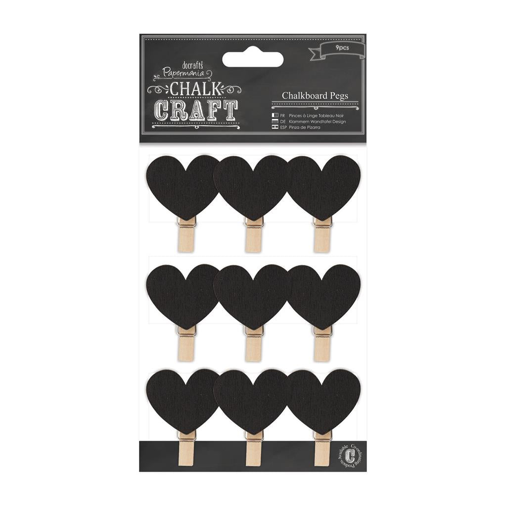 Papermania Chalk Craft Chalkboard Pegs (9pcs) - Hearts