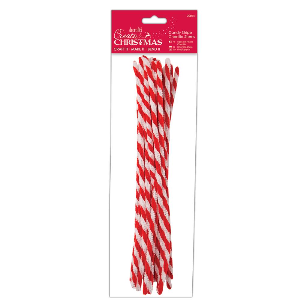 Create Christmas Candy Stripe Chenille Stems (20pk)