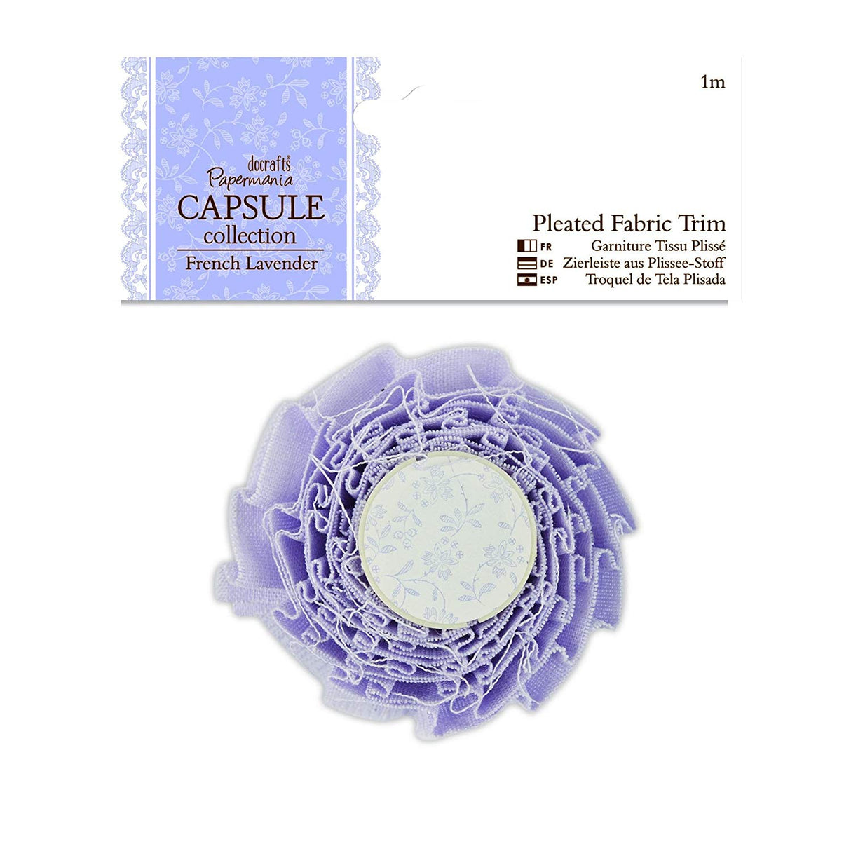 Papermania Pleated Fabric Trim 1m - Capsule Collection French Lavender