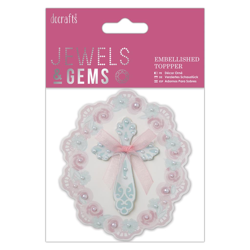 Papermania Jewels & Gems Embellished Topper - Floral Cross