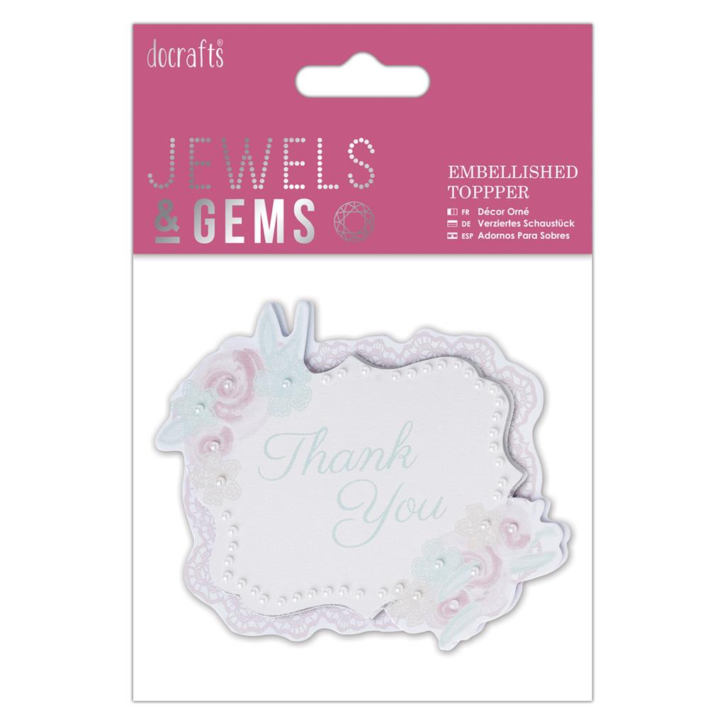 Papermania Jewels & Gems Embellished Topper - Thank You