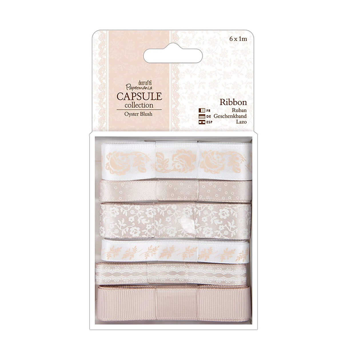 Papermania Ribbon - Capsule Oyster Blush 1m (6pk)