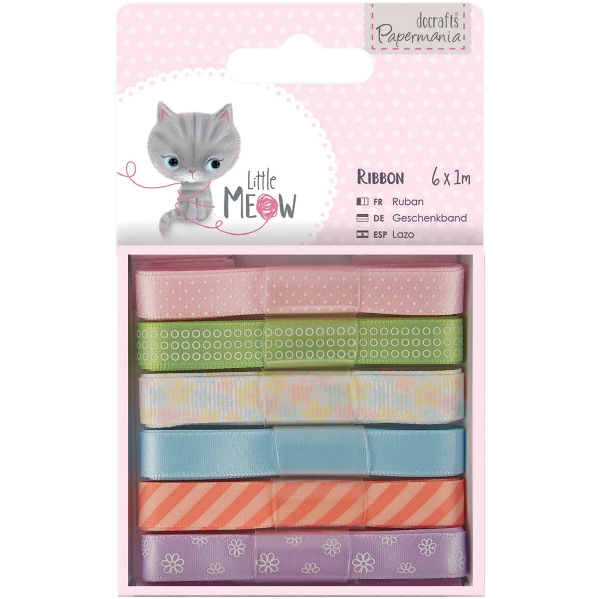 Papermania Ribbon - Little Meow 1m (6pk)