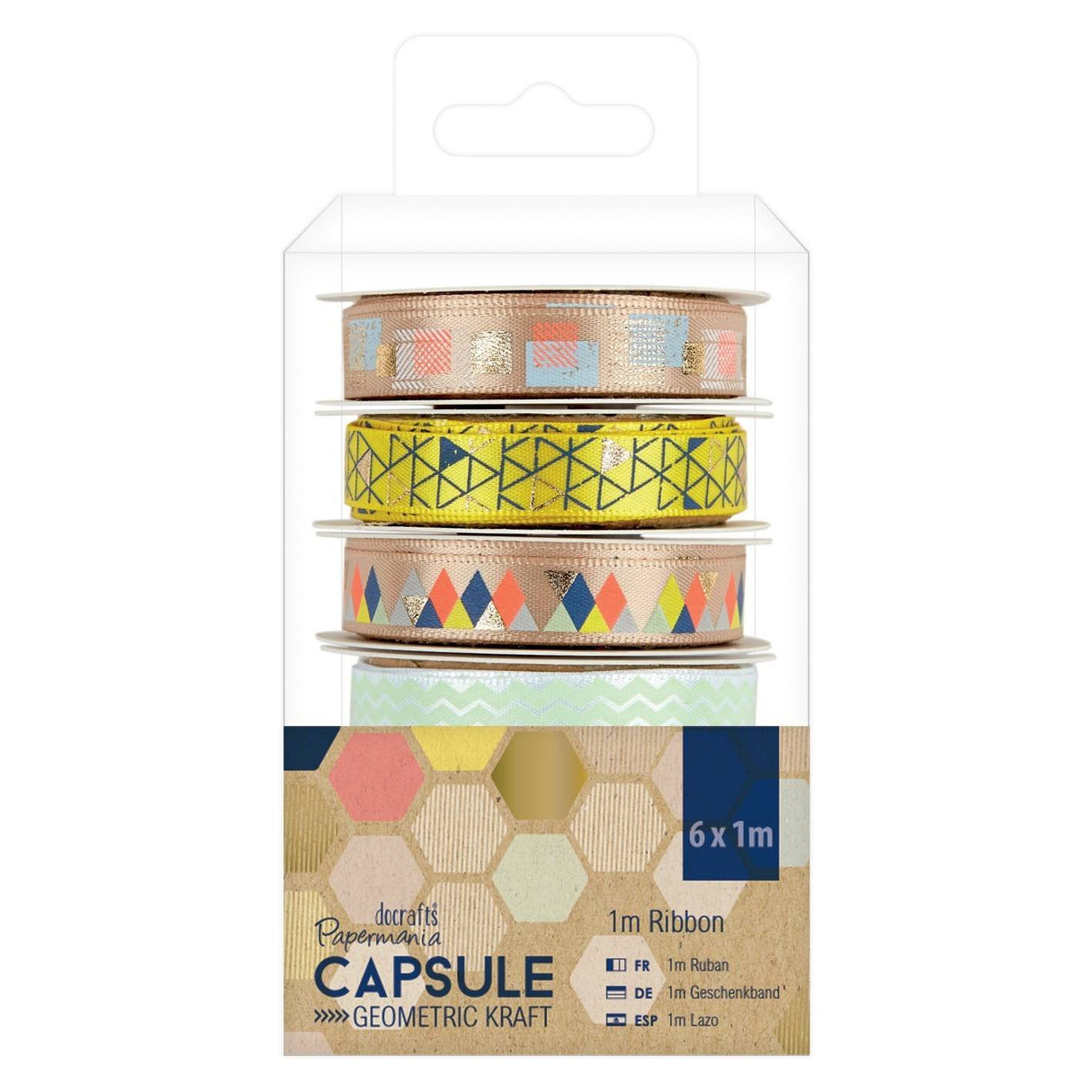 Papermania Ribbon - Capsule Geometric Kraft 1m (6pk)