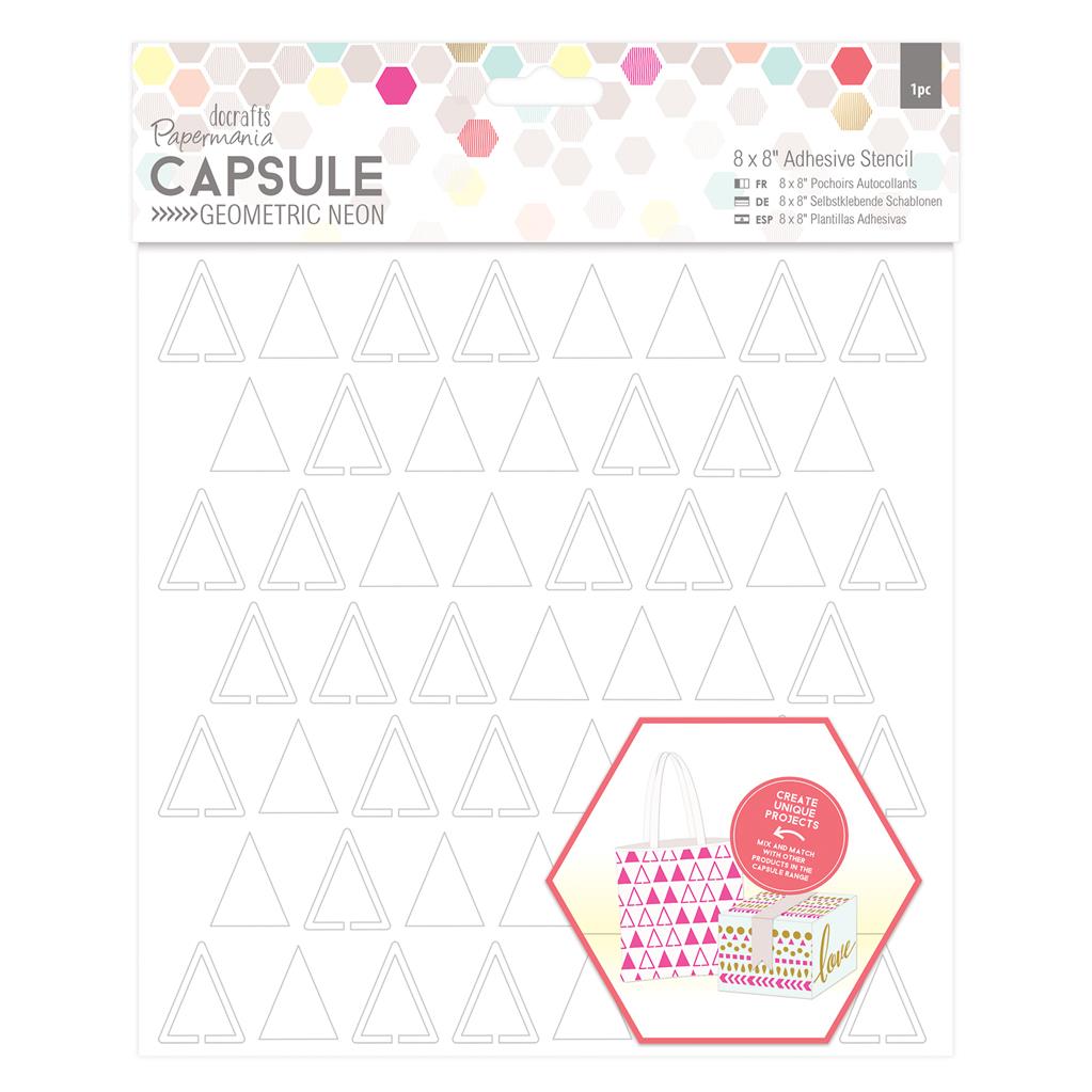 Papermania 8" x 8" Adhesive Triangles Stencil - Capsule Geometric Neon