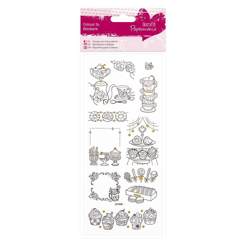 Papermania Colour In Glitter Stickers - Afternoon Tea