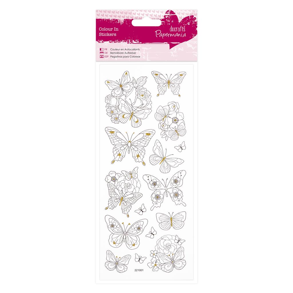 Papermania Colour In Glitter Stickers - Butterflies