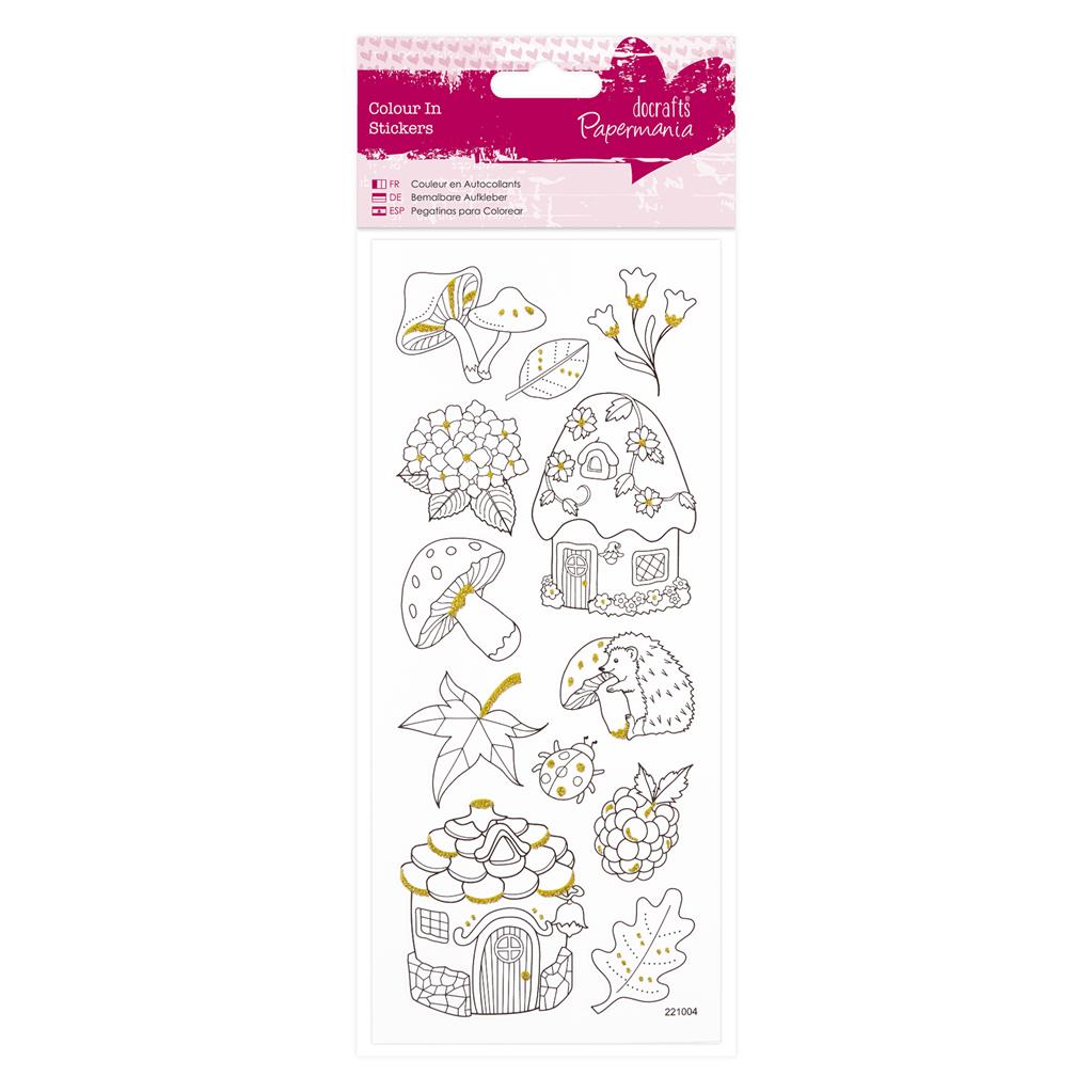 Papermania Colour In Glitter Stickers - Toadstools