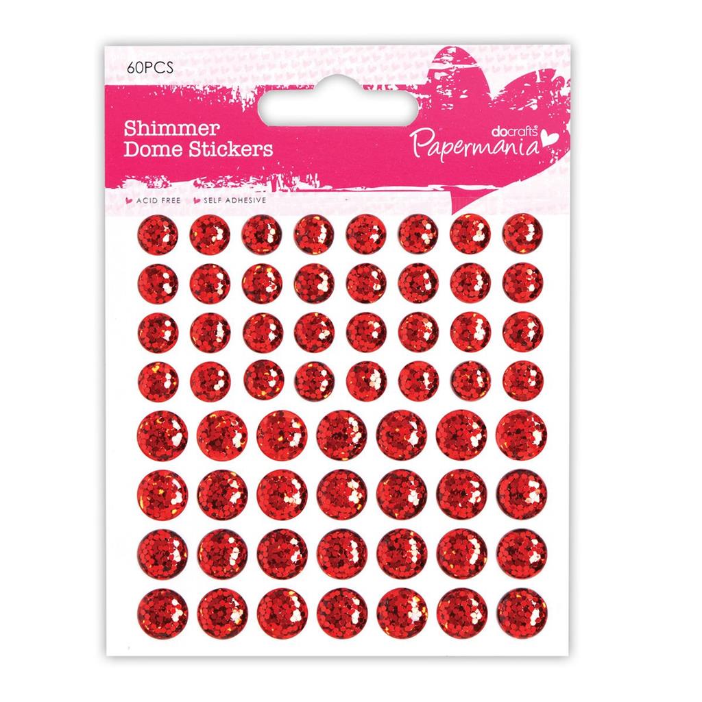 Papermania Shimmer Dome Stickers Red (60pk)