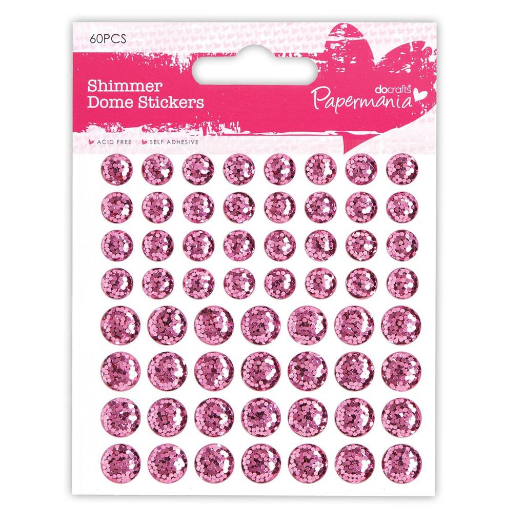 Papermania Shimmer Dome Stickers Pink (60pk)