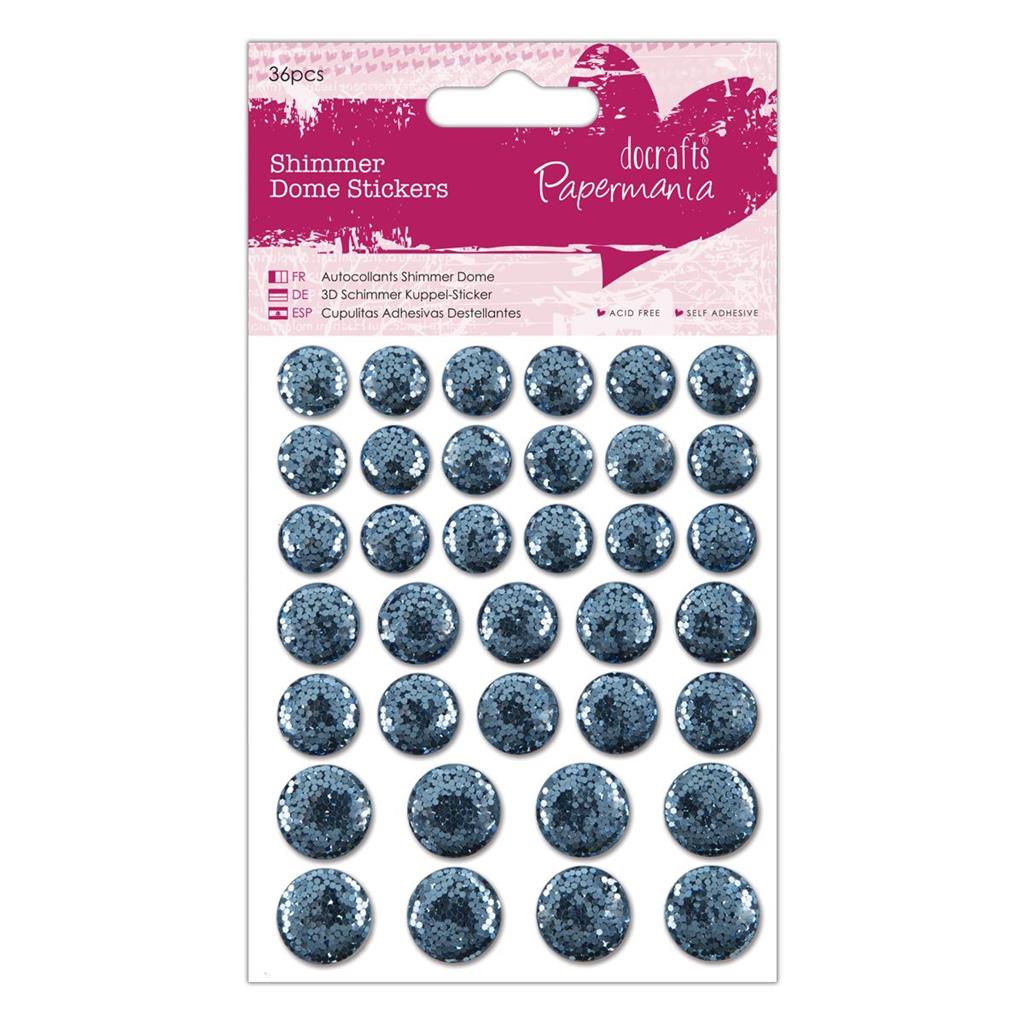 Papermania Shimmer Dome Stickers - Light Blue (36pk)