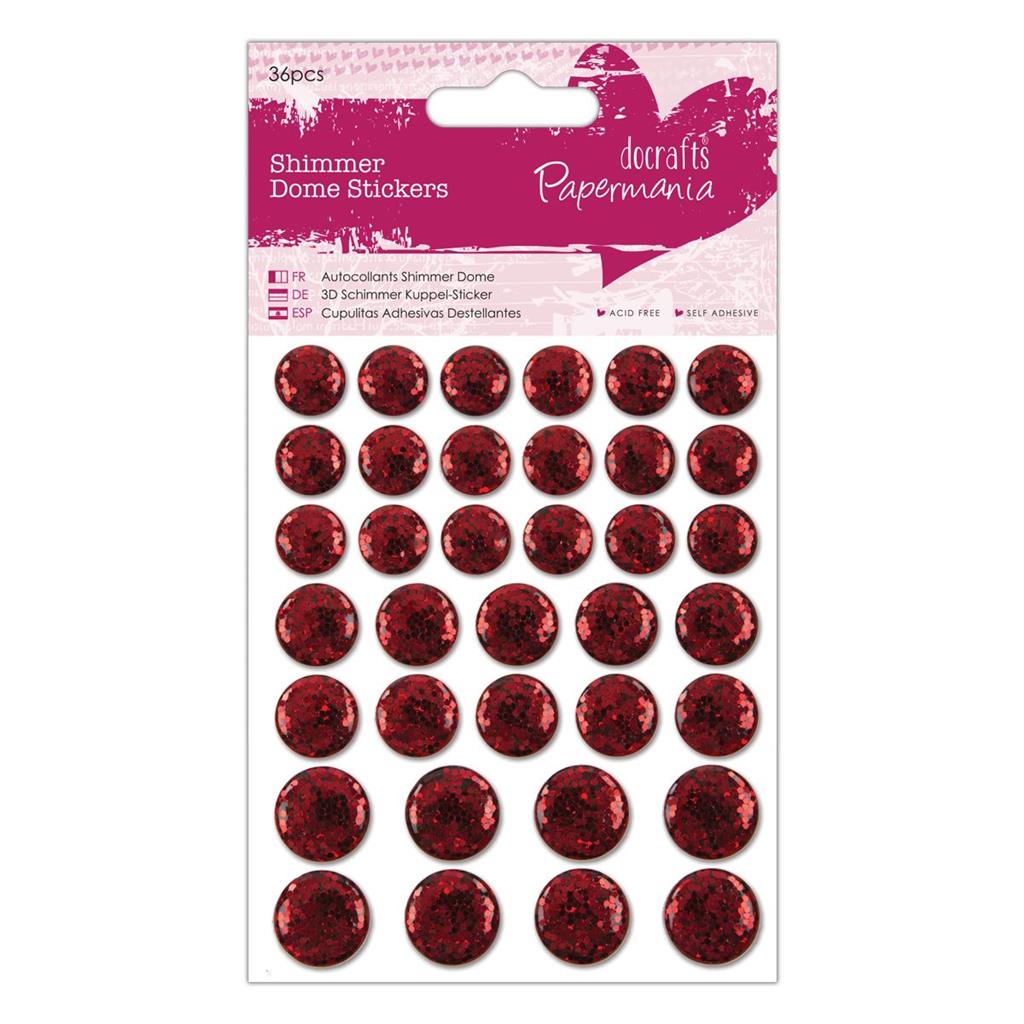 Papermania Shimmer Dome Stickers - Red (36pk)