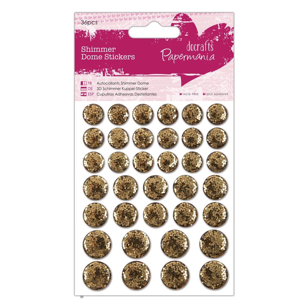 Papermania Shimmer Dome Stickers - Gold (36pk)