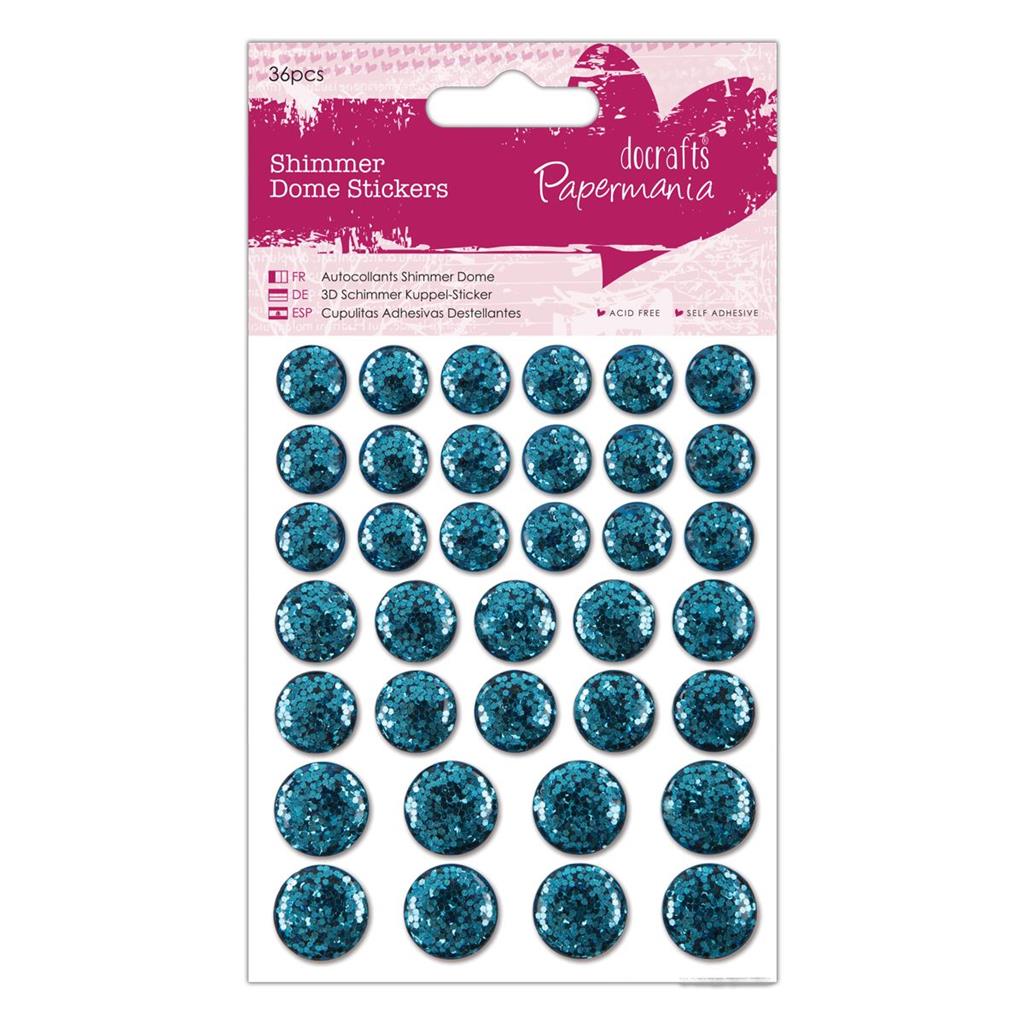 Papermania Shimmer Dome Stickers - Teal (36pk)