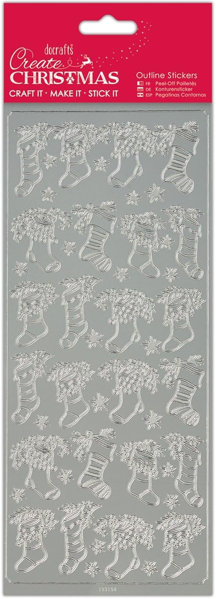 Create Christmas Outline Stickers - Stockings Silver
