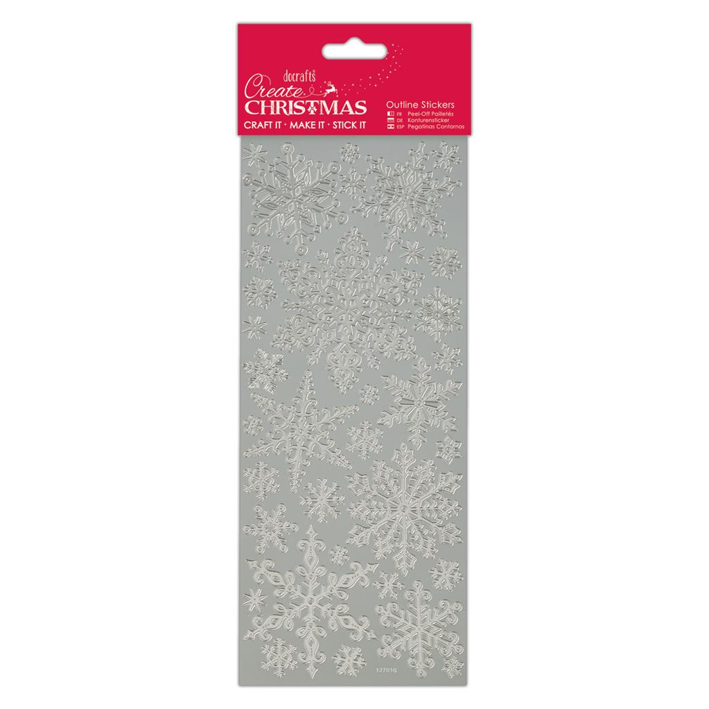 Create Christmas Outline Stickers - Snowflakes Silver
