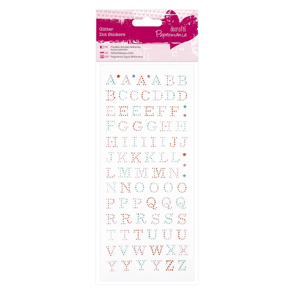 Papermania Glitter Dot Stickers - Upper Case Alphabet