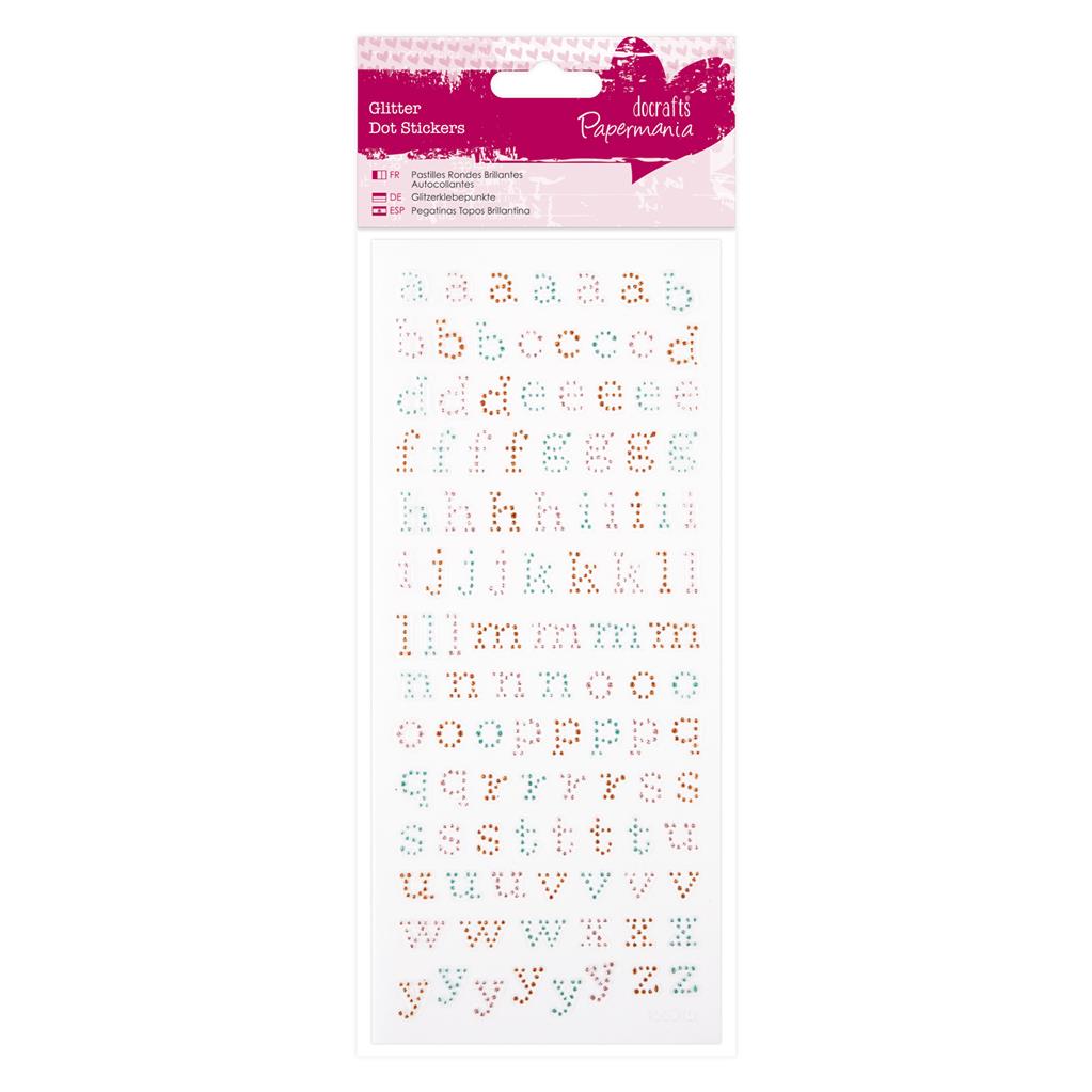 Papermania Glitter Dot Stickers - Lower Case Alphabet