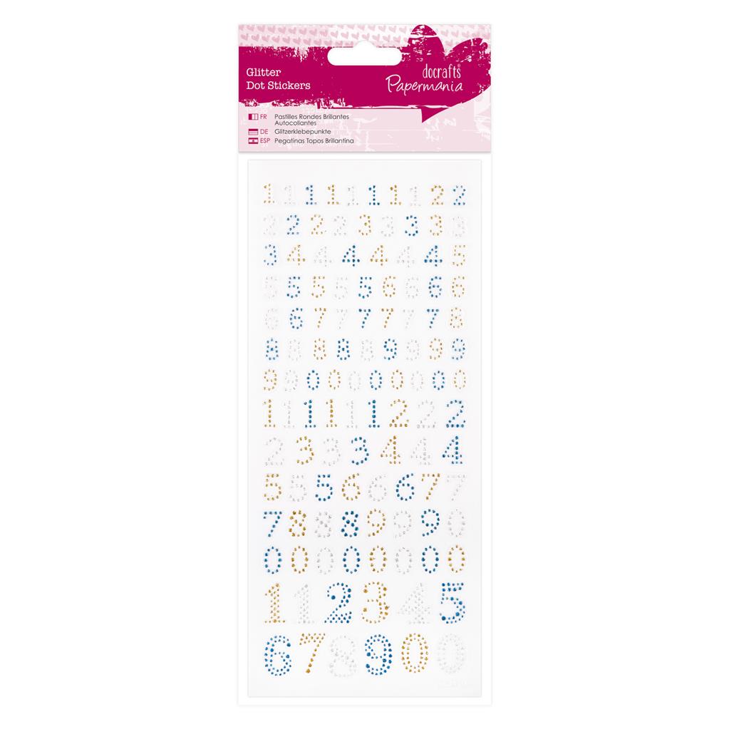 Papermania Glitter Dot Stickers - Mixed Numbers