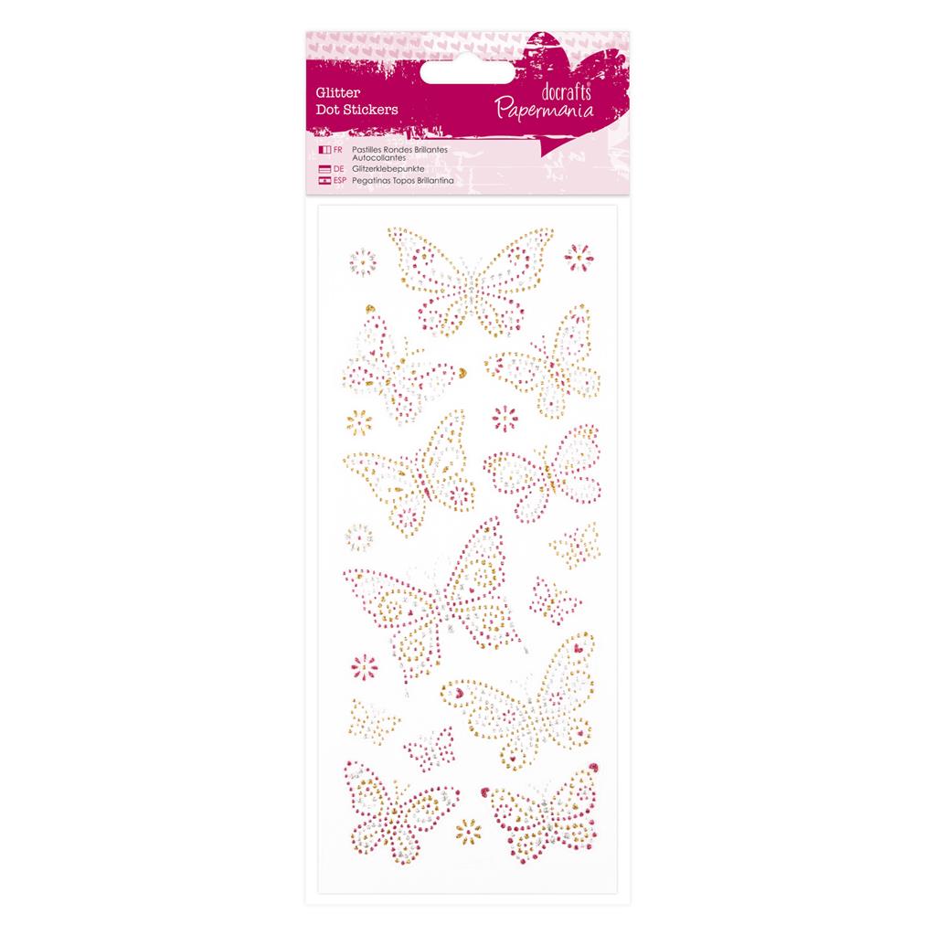 Papermania Glitter Dot Stickers - Butterflies