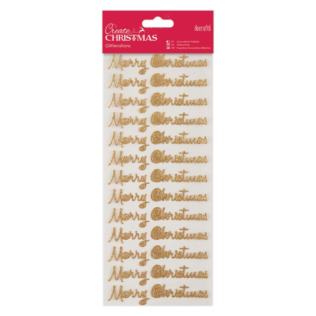 Create Christmas Stickers Glitterations - Merry Christmas Gold