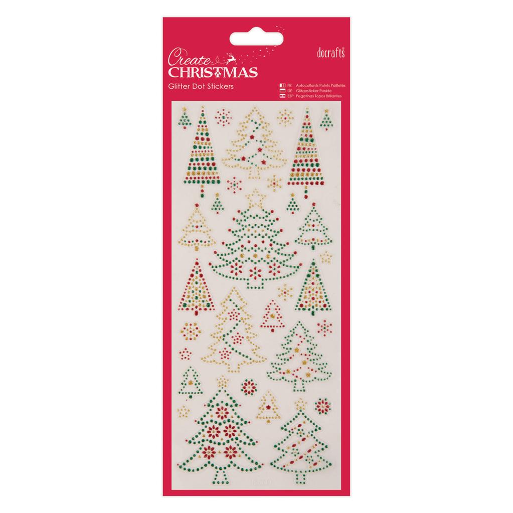 Create Christmas Glitter Dot Stickers - Christmas Trees