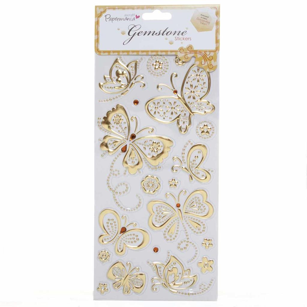 Papermania Gemstone Stickers - Butterflies Gold