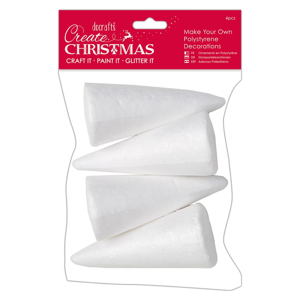 Create Christmas Make Your Own Polystyrene Decorations - Cones  (4pk)