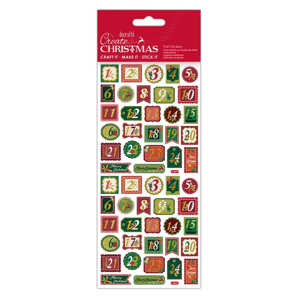 Create Christmas Foil Stickers - Traditional Advent Numbers