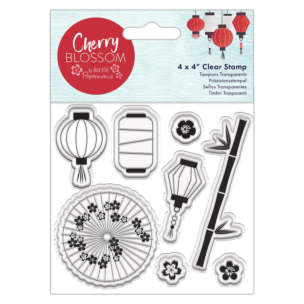 Cherry Blossom 4" x 4" Clear Stamps - Lanterns