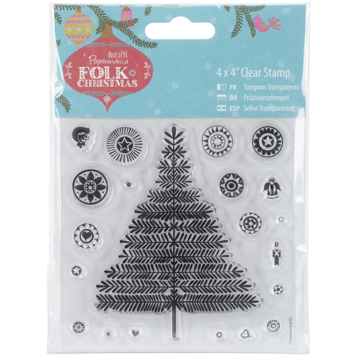 Papermania 4" x 4" Clear Stamp - Folk Christmas - Tree