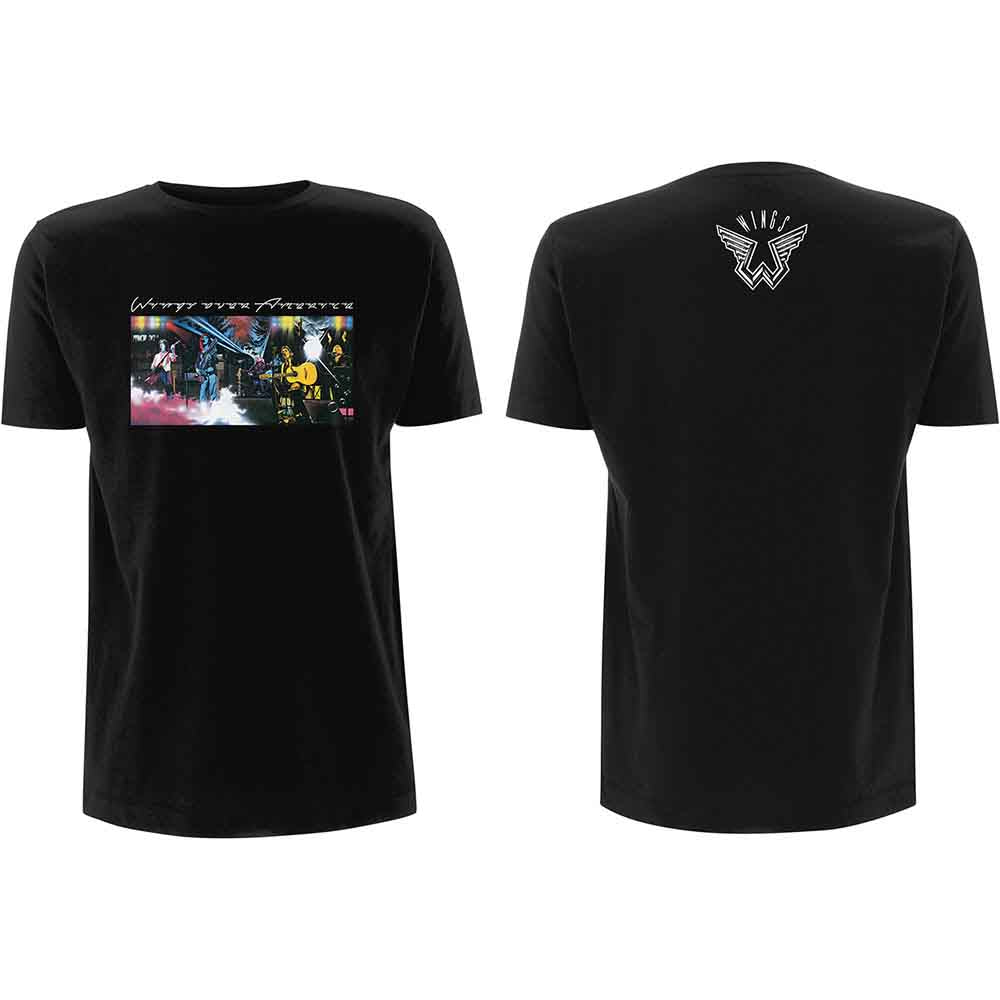Paul McCartney Men's T-Shirt Wings Over America (Back Print) Black (S)