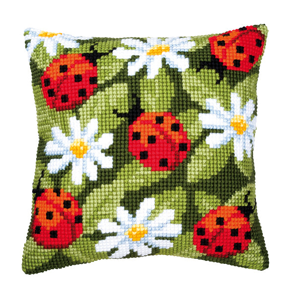 Vervaco Cross Stitch Kit 40cm Cushion Cover - Ladybird 1