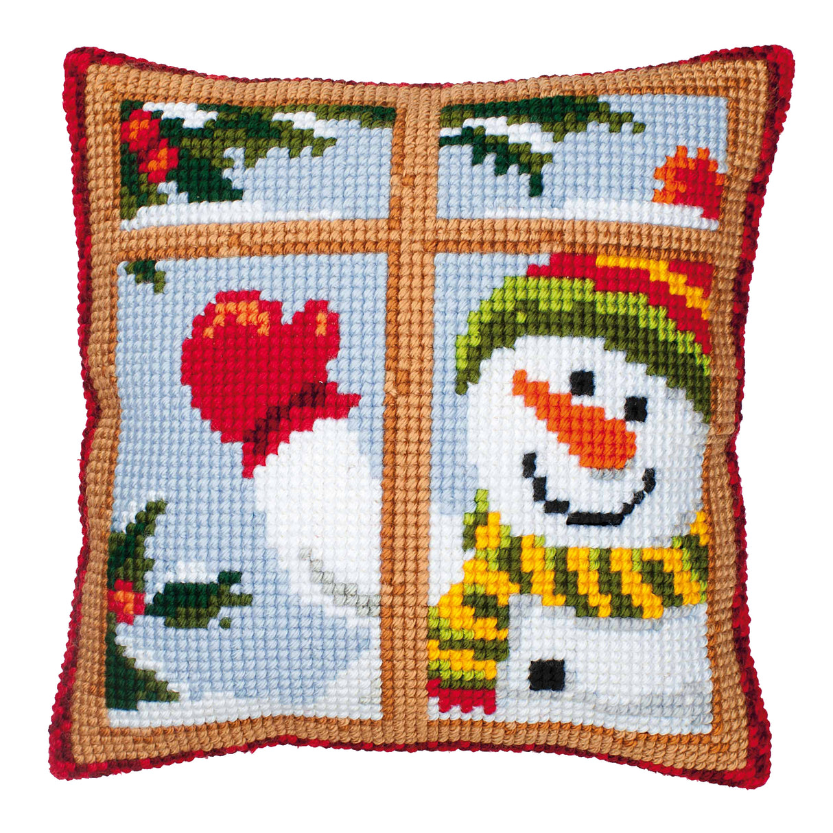 Vervaco Cross Stitch Kit 40cm Cushion Cover - Snowman 1