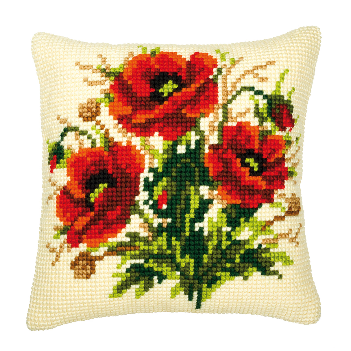 Vervaco Cross Stitch Kit 40cm Cushion Cover - Poppies 1