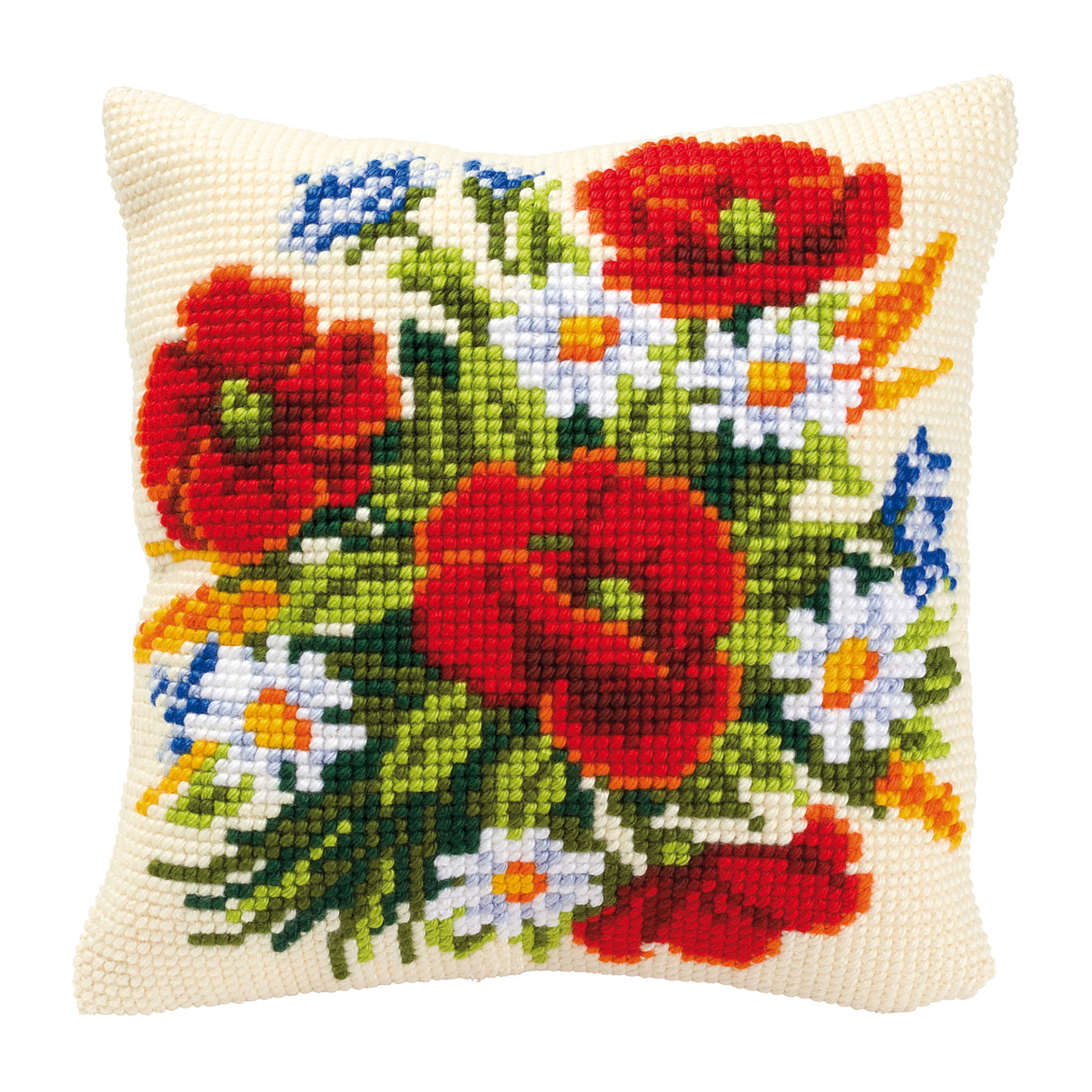 Vervaco Cross Stitch Kit 40cm Cushion Cover - Flowers