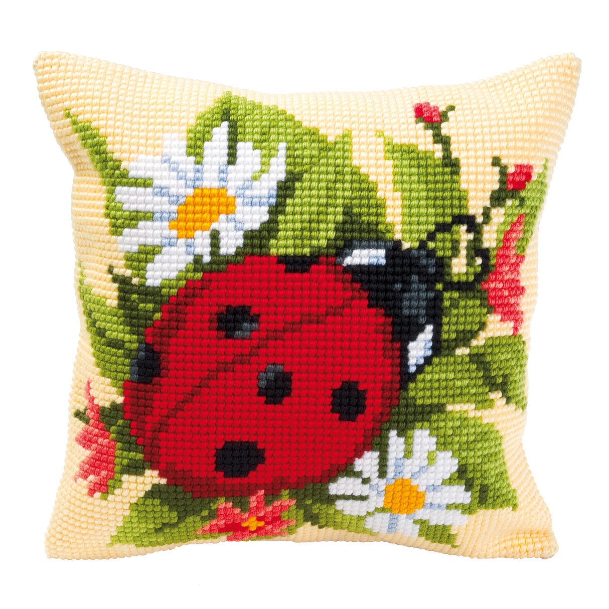 Vervaco Cross Stitch Kit 40cm Cushion Cover - Ladybird 2