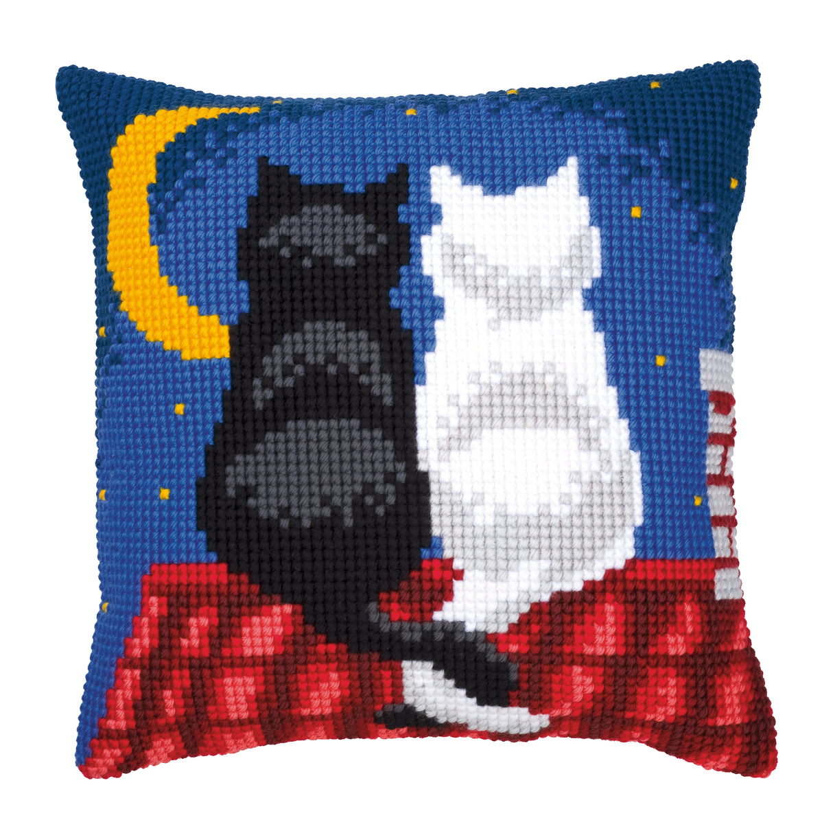 Vervaco Cross Stitch Kit 40cm Cushion Cover - Roof Top Cats
