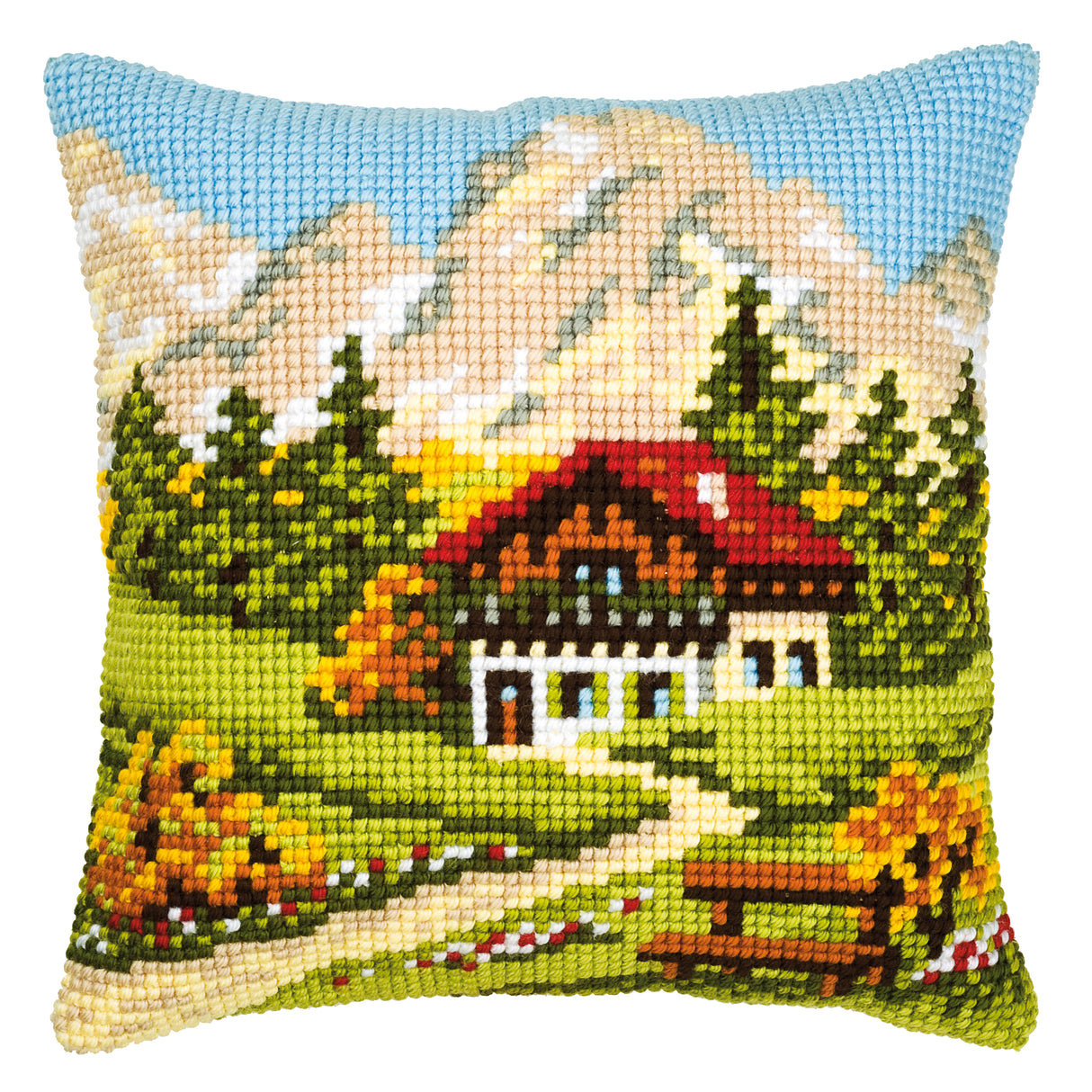 Vervaco Cross Stitch Kit 40cm Cushion Cover - Mountain Scene