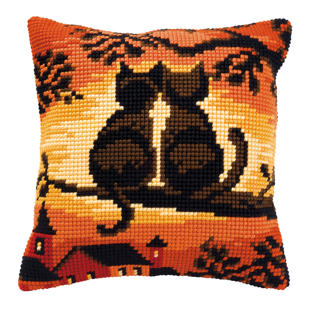 Vervaco Cross Stitch Kit 40cm Cushion Cover - Sunset Cats
