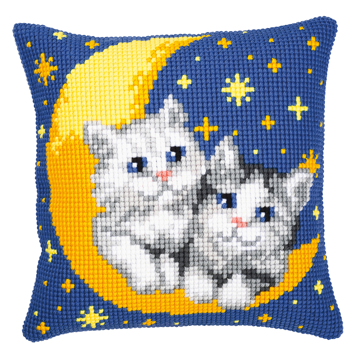 Vervaco Cross Stitch Kit 40cm Cushion Cover - Moon and Kittens
