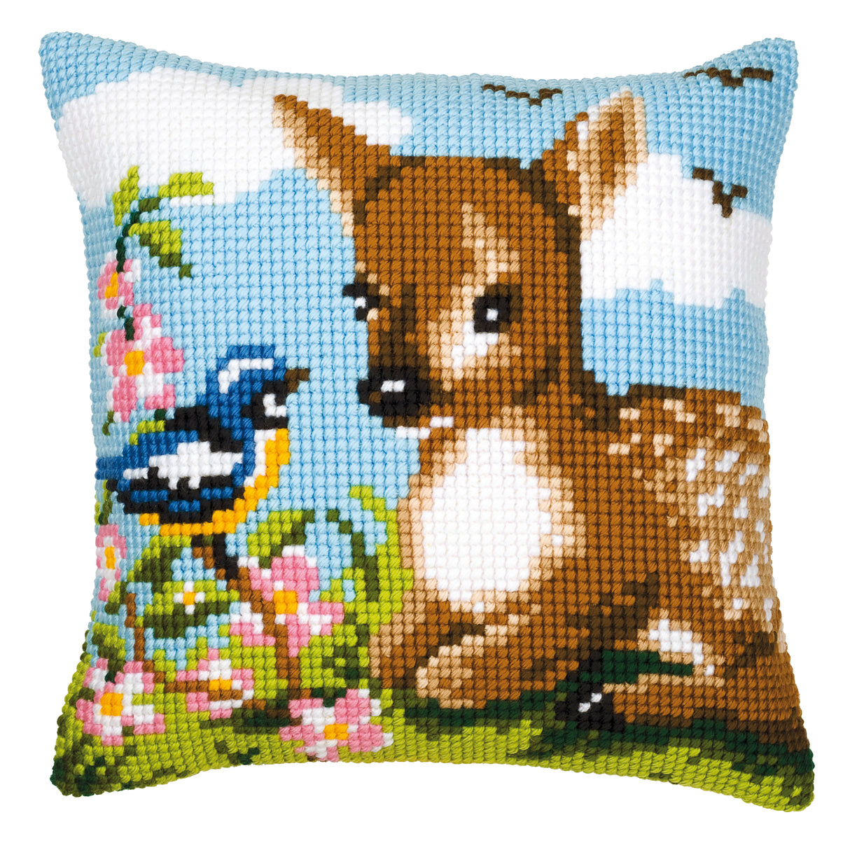 Vervaco Cross Stitch Kit 40cm Cushion Cover - Deer and Bird