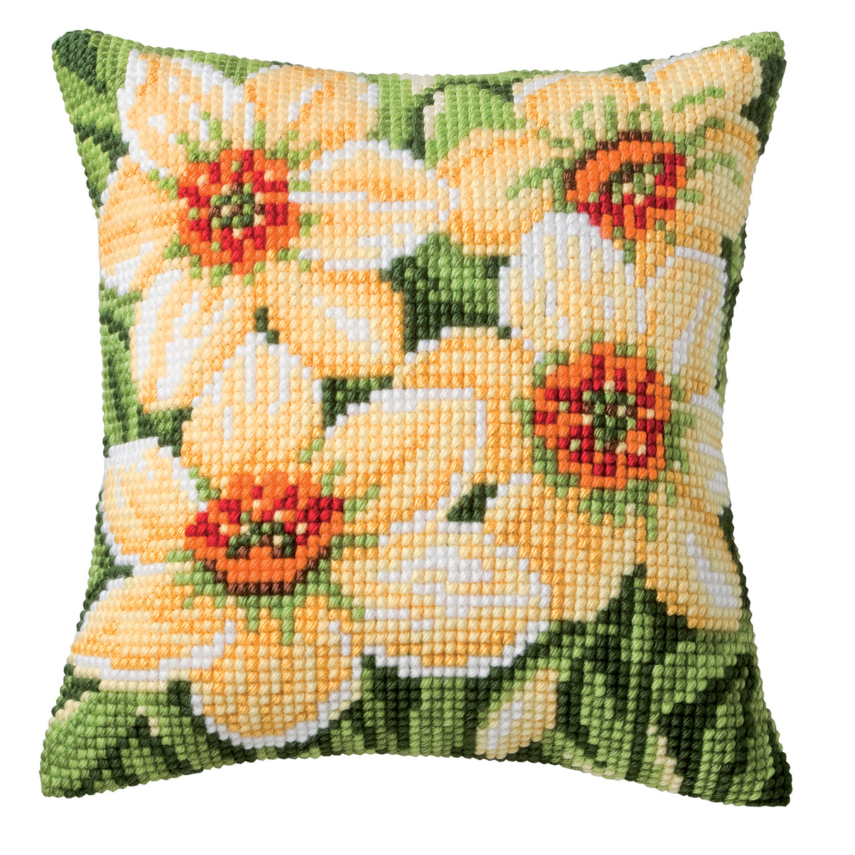 Vervaco Cross Stitch Kit 40cm Cushion Cover - Daffodils