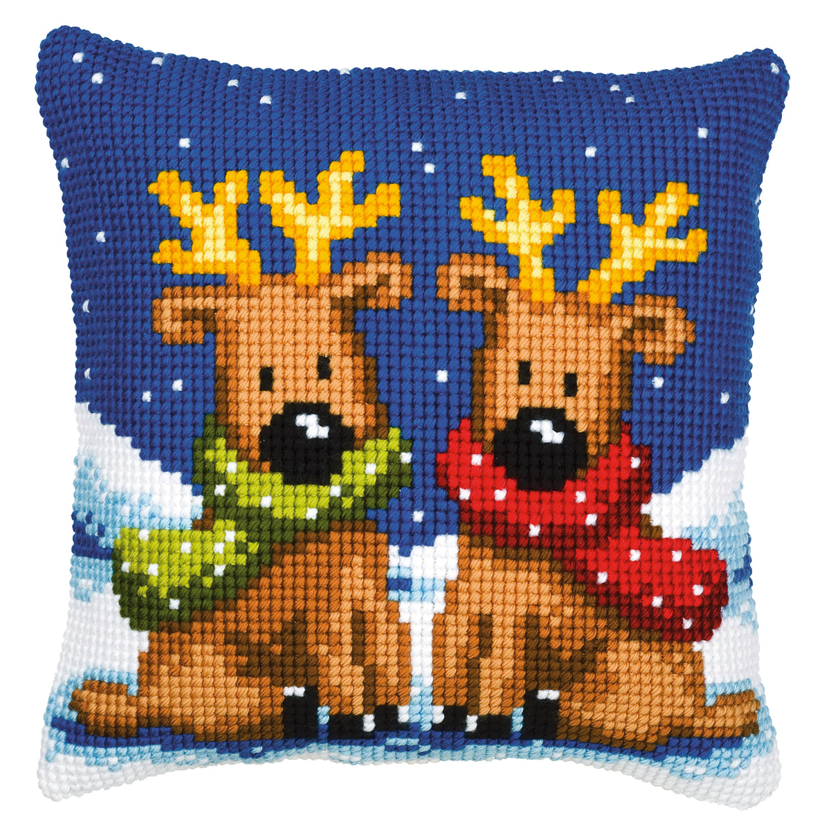 Vervaco Cross Stitch Kit 40cm Cushion Cover - Reindeer Twins