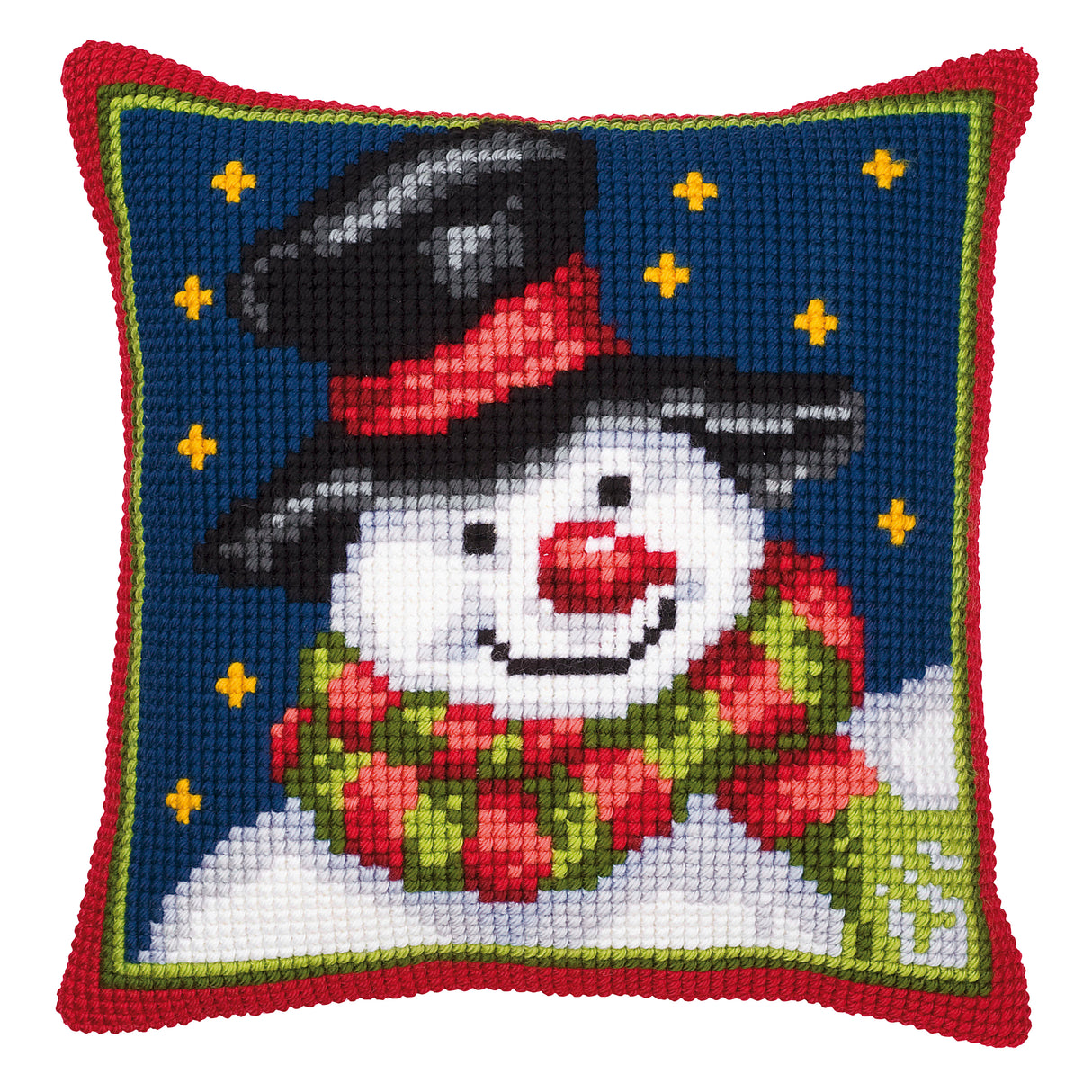Vervaco Cross Stitch Kit 40cm Cushion Cover - Snowman 2