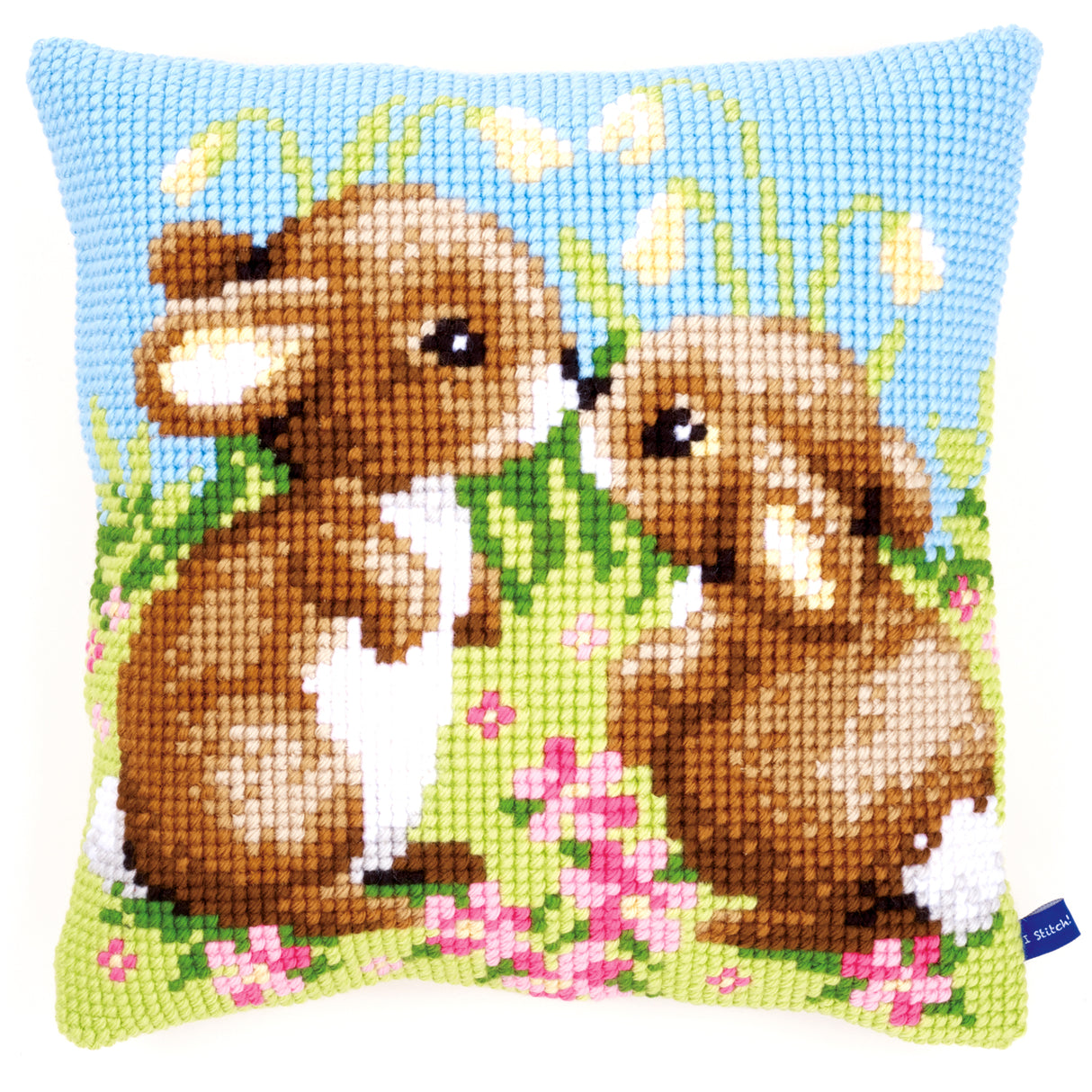 Vervaco Cross Stitch Kit 40cm Cushion Cover - Little Rabbits