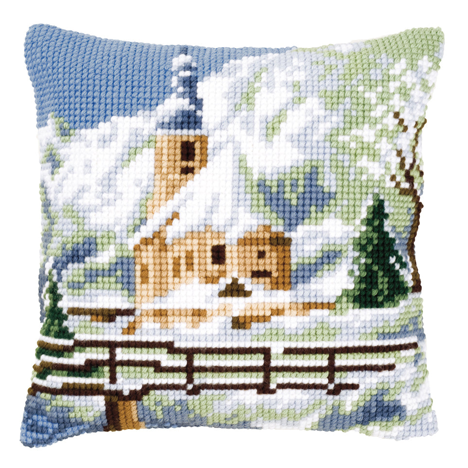 Vervaco Cross Stitch Kit 40cm Cushion Cover - Alpine Scene 2